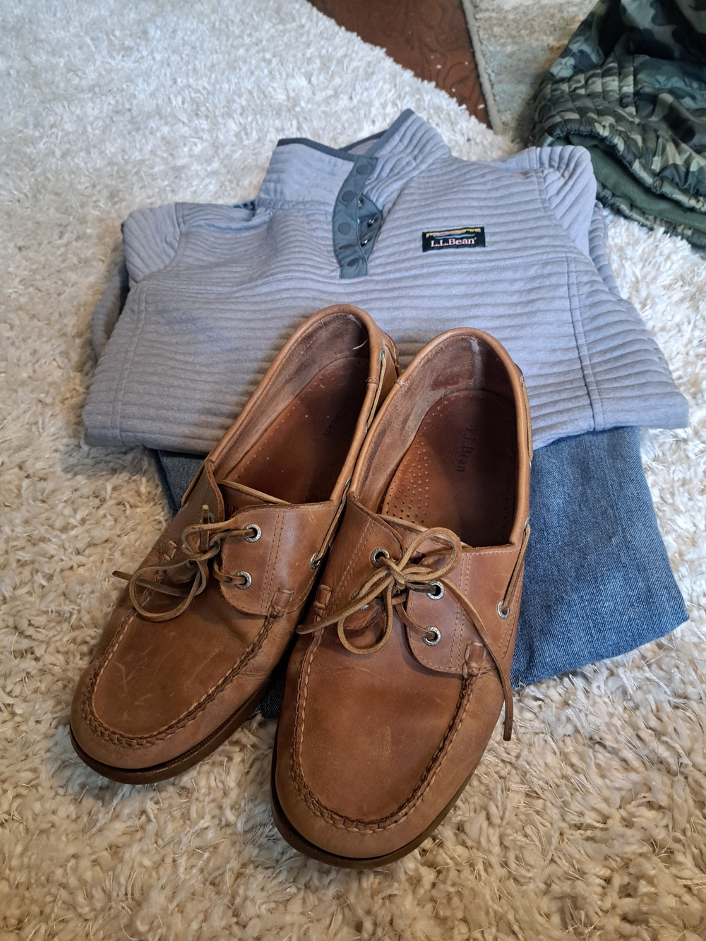 L.L.Bean Men's Tan Leather Boat Shoes